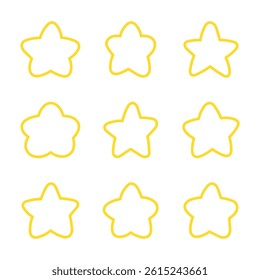 Vector Hand Drawn Star Outline Icon Set