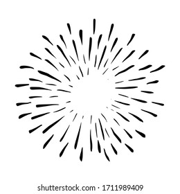 Vector Hand Drawn Starburst and Firework. Simple Element for Holiday Design. Vintage Sunbursts.