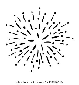 Vector Hand Drawn Starburst and Firework. Simple Element for Holiday Design. Vintage Sunbursts.