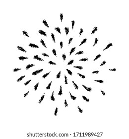 Vector Hand Drawn Starburst and Firework. Simple Element for Holiday Design. Vintage Sunbursts.