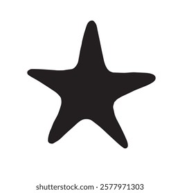Vector hand drawn starfish silhouette isolated on white background