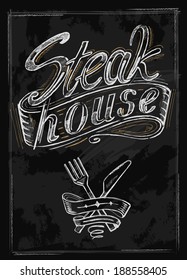 Vector Hand Drawn Steak House Menu On Black