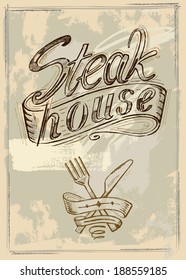 Vector Hand Drawn Steak House Menu Poster