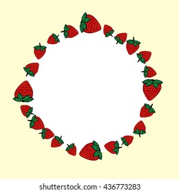 Vector hand drawn strawberries label. 