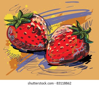 vector hand drawn of strawberry