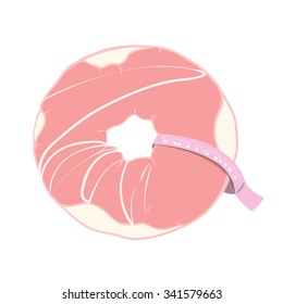 vector hand drawn strawberry donuts doodle illustration with powdered sugar