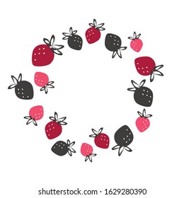 Vector hand drawn strawberry frame illustration