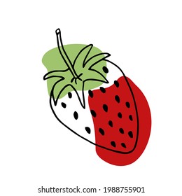 Vector hand drawn Strawberry outline doodle icon. Garden strawberry. Doodle fruit or strawberries. Strawberry sketch illustration for print, web, mobile and infographics isolated on white background
