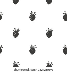 Vector hand drawn strawberry seamless pattern on white