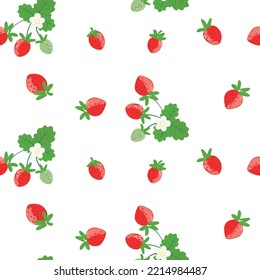 Vector hand drawn strawberry seamless pattern
