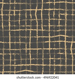Vector Hand drawn striped and polka dot texture. Doodle seamless pattern. Gold and black