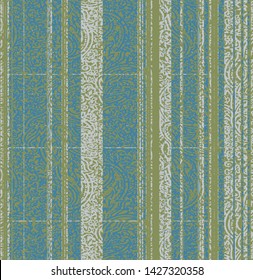 Vector hand drawn striped seamless pattern, vintage background, for wrapping, wallpaper, textile / Abstract art background with multicolor stripes and teals. Ink texture on paper