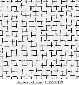 Vector hand drawn striped seamless pattern. Black stripes on white background.
