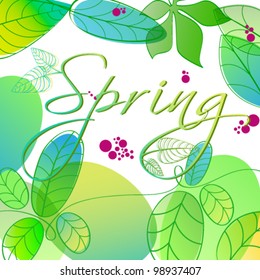 Vector hand drawn style beautiful spring leaves background illustration