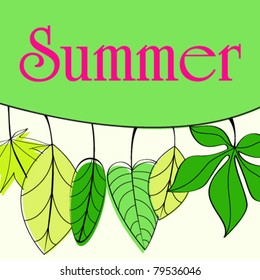 Vector hand drawn style cute doodle summer leaves background illustration