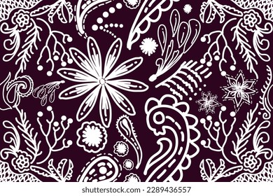 Vector  hand drawn style, Ethnic seamless pattern, African style, Abstract vector, Chevron embroidery, Paisley embroidery, Navajo geometric pattern, Aztec and tribal motifs, Design for printing.