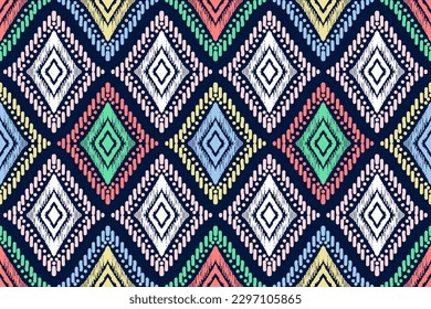 Vector hand drawn style, Ethnic ikat seamless pattern, African style, Abstract, Chevron embroidery, Paisley embroidery, Navajo geometric pattern, Aztec and tribal motifs, aboriginal, Blur color style.