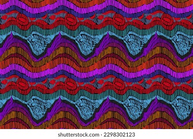 Vector  hand drawn style, Ethnic ikat seamless pattern, African style, Abstract vector, Chevron embroidery, Paisley embroidery, Navajo geometric pattern, Aztec and tribal motifs, aboriginal.