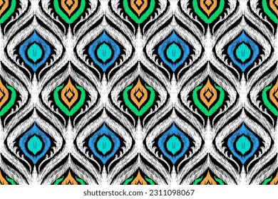 Vector hand drawn style, Ethnic ikat seamless pattern, African style, Abstract vector, Chevron embroidery, Paisley embroidery, Navajo geometric pattern, Aztec and tribal motifs, aboriginal.