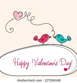 Vector hand drawn style illustration of cute birds in love