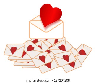 Vector hand drawn style illustration of cute doodle romantic Valentine's Day love letters