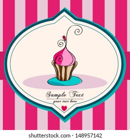 Vector hand drawn style illustration of cute cupcake