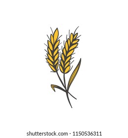 Vector hand drawn style logotype template with wheat. Easy to use business template.