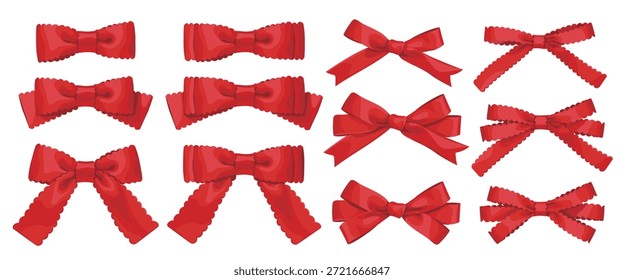 Conjunto de arco de encaje rojo de estilo dibujado a mano de Vector 02
