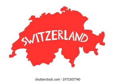 Vector hand drawn stylized map of Switzerland. Travel illustration. Geography illustration. Europe map element