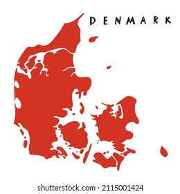 Vector hand drawn stylized map of Denmark. Travel illustration. Kingdom of Denmark geography illustration. Europe map element