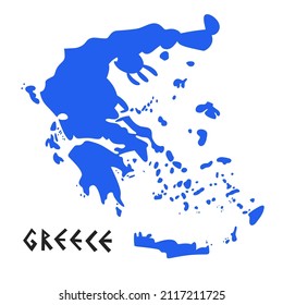 Vector hand drawn stylized map of Greece. Travel illustration. Hellenic Republic geography illustration. Europe map element