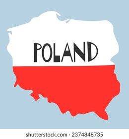 Vector Hand Drawn Stylized Map Of Poland. Travel Illustration. Republic Of Poland Geography Illustration. Europe Map Element