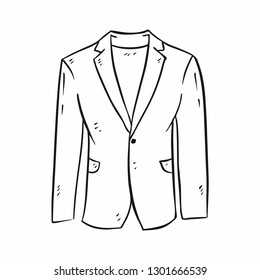 Icono de doodle de la chaqueta de trajes dibujada a mano del vector. Ilustración de boceto de chaqueta para impresión, web, móvil y aislado en fondo blanco.