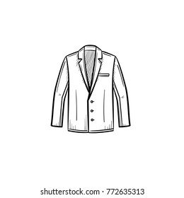 Vector hand drawn suit jacket outline doodle icon. Suit jacket sketch illustration for print, web, mobile and infographics isolated on white background.