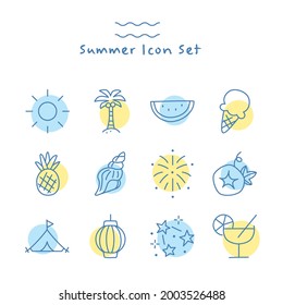 Vector hand drawn summer icon set	