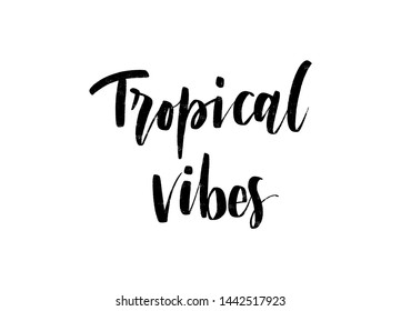 Vector hand drawn summer inscription Tropical Vibes.