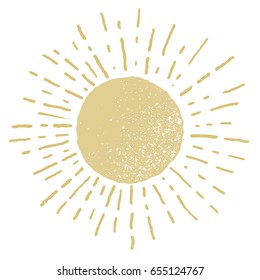 Vector hand drawn sun isolated on white background . Eps8. RGB. One global color