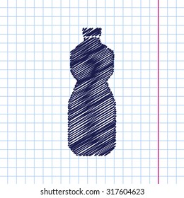 Vector hand drawn sunflower oil bottle template on copybook 