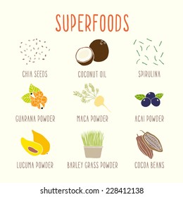 Vector hand drawn superfoods part 1