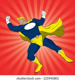 Vector hand drawn superhero punching pose