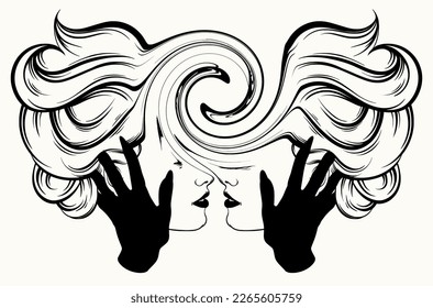 Vector hand drawn surreal illustration. Creative  artwork . Template for card, poster, banner, print for t-shirt, pin, badge, patch.