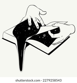 Vector hand drawn surreal illustration. Creative trendy artwork . Template for card, poster, banner, print for t-shirt, pin, badge, patch.