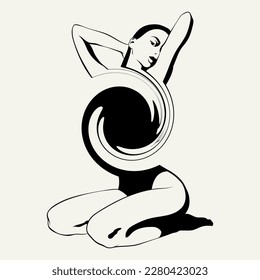 Vector hand drawn surreal illustration. Creative trendy artwork . Template for card, poster, banner, print for t-shirt, pin, badge, patch.