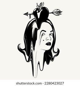 Vector hand drawn surreal illustration. Creative trendy artwork . Template for card, poster, banner, print for t-shirt, pin, badge, patch.