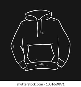 Vector hand drawn sweater outline doodle icon. Sweater sketch illustration for print, web, mobile and isolated on black background