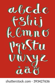 vector hand drawn swedish alphabet, volume brush drawn style
