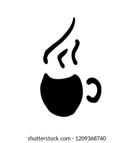 vector hand drawn symbol and black silhouette of a cup with a hot coffee, tea or chocolate drink for a lovely and tasty beverage in winter with friends