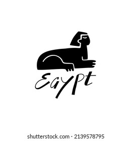 Vector hand drawn symbol of Egypt. Travel illustration of Arab Republic of Egypt signs. Hand drawn lettering illustration. Ancient Egyptian landmark logo