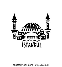 Vektor handgezeichnet Symbol von Istanbul. Reisegrafik der Republik Türkei. Handgezeichnete Illustration. Türkisches Wahrzeichen