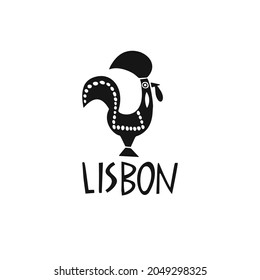 Vector hand drawn symbol of Portugal capital. Travel illustration of Lisbon. Hand drawn lettering illustration. Portuguese landmark logo